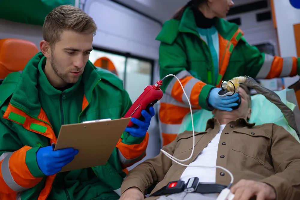 EMT Student reading gauges